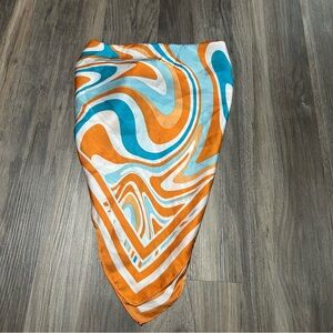 Orange and blue scarf top